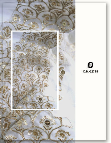Organza Kali Lehenga Fabric For Wedding Bridal Dress - 12798