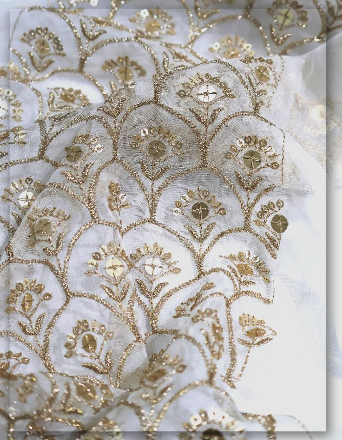 Organza Kali Lehenga Fabric For Wedding Bridal Dress - 12798