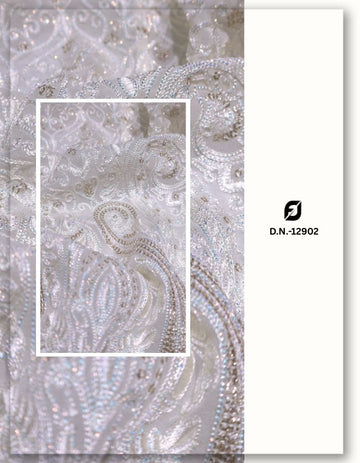 Rich Heritage Chain Stitch Daman Embroidery Fabric for Lehenga - 12902