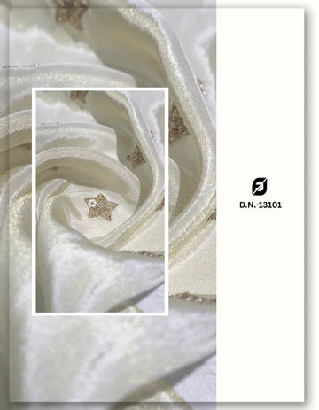 Golden Tissue Sequins Butti Embroidery Fabric-13101