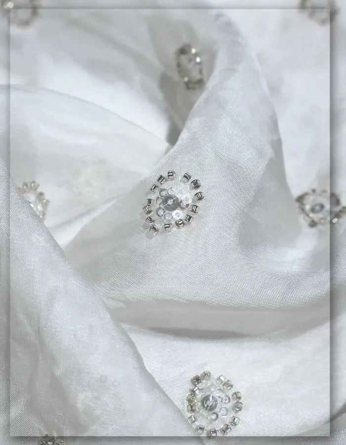 Beaded Butti Embroidery Organza Fabric-13273