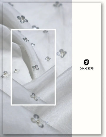 Sheer Organza Beaded Butti Embroidery Fabric-13275