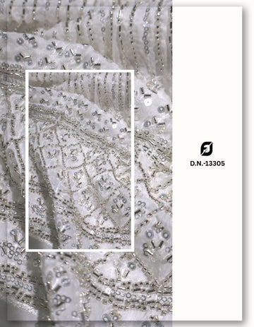 Organza Beaded Kali Fabric For Lehenga & Party Gown - 13305