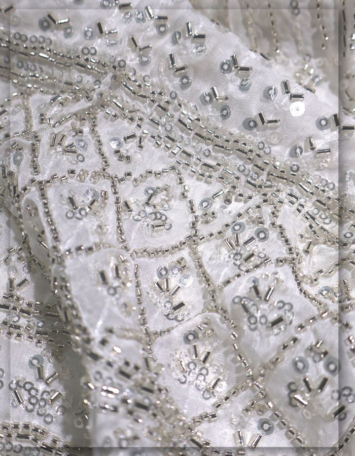 Organza Beaded Kali Fabric For Lehenga & Party Gown - 13305