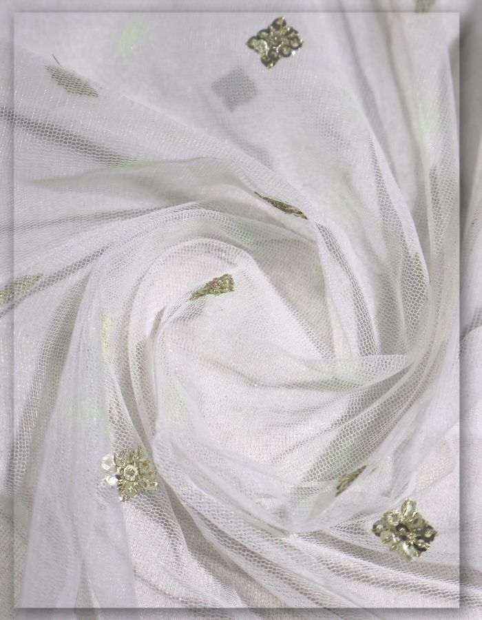 Premium Sequins Butti Mesh Net Fabric -13456