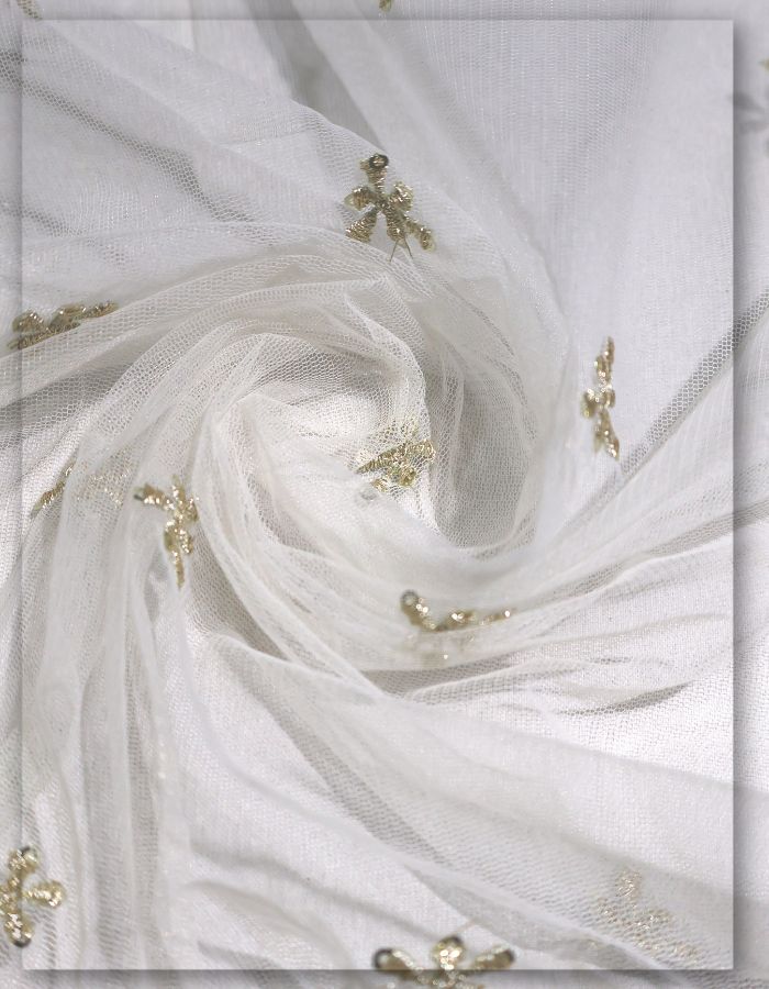 Designer Sequins Butti Embroidered Fabric -13461