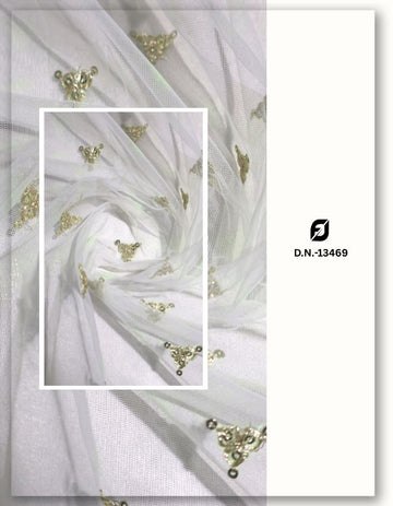 Dyeable Nylon Net Fabric with Manikchand WD Zari Sequin Butti  - 13469
