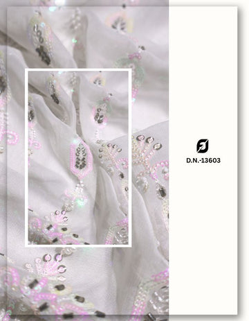 Georgette Daman Beads Embroidery Fabric 54 Inch #13603