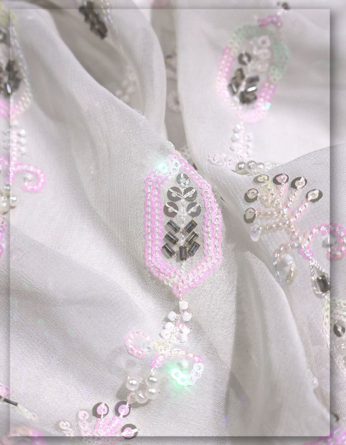 Georgette Daman Beads Embroidery Fabric 54 Inch #13603