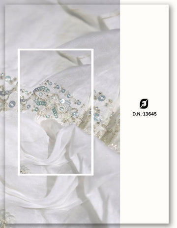Organza Beaded Dupatta Fabric For Bridal Wear - 13645