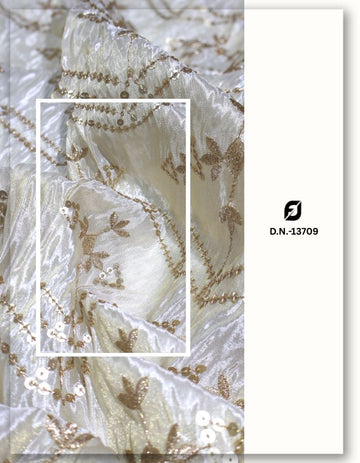 Gold Tissue Geometrical Sequins Embroidery Fabric - 13709