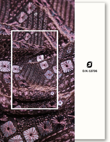 Velvet Designer Sequins Embroidery Fabric - 13736