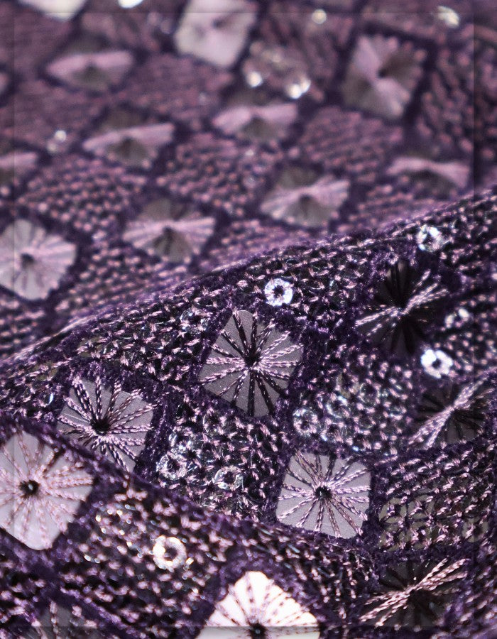 Velvet Sequins Embroidery Fabric for Garment - 13737