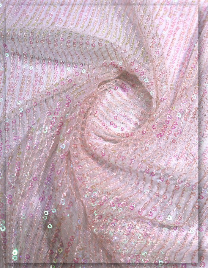 Mesh Net Rainbow Mermaid Sequin Embroidery Fabric - 13903