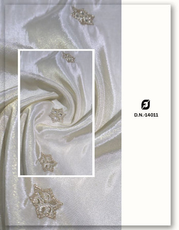 Dyeable Viscose Tissue Gold Fabric with 225 Zari Sequin Butta - 14011