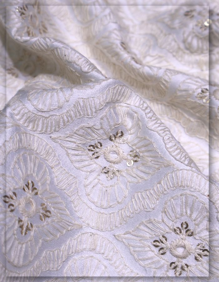 Malai Satin Embroidery Fabric for Kurta Sherwani Wholesale - 14014