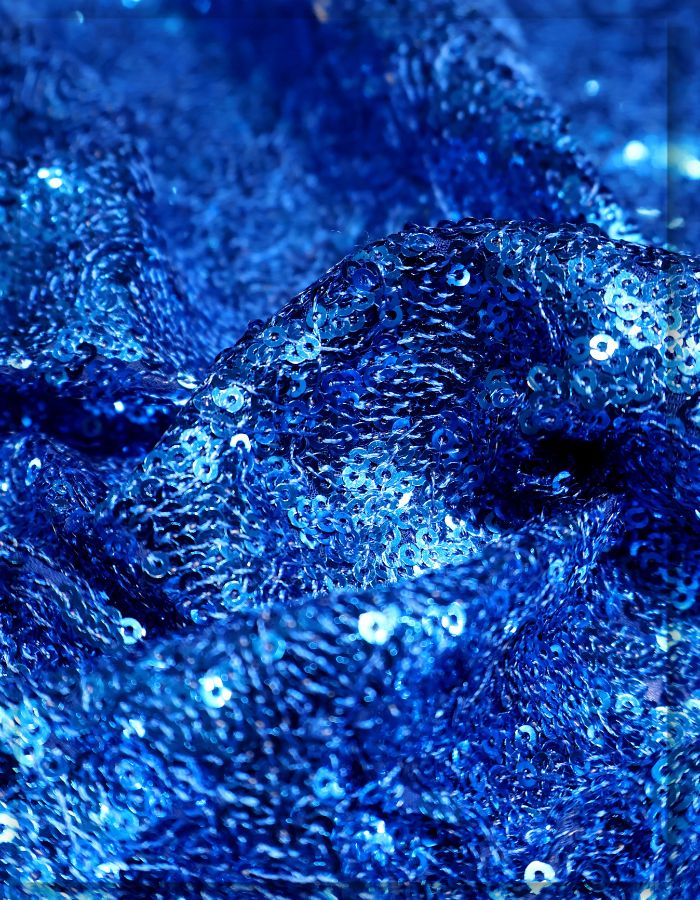 Royal Blue Heavy Sequins Embroidery Fabric - 1402