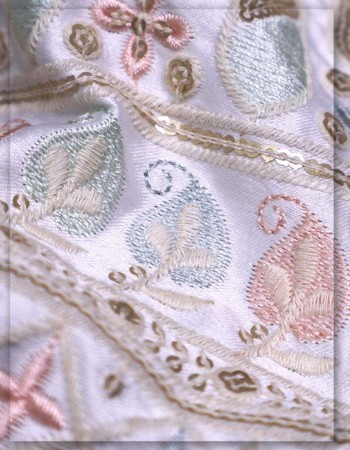 Pastel Malai Satin Embroidery Fabric for Sherwani Bulk - 14089 A