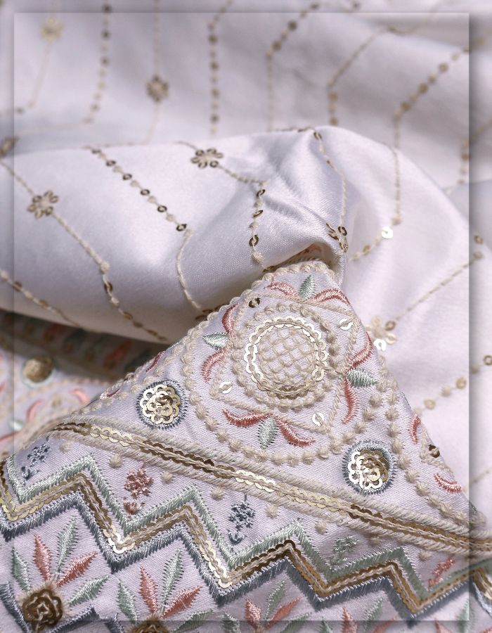 Sherwani Designer Daman Embroidery Fabric Material - 14090-A
