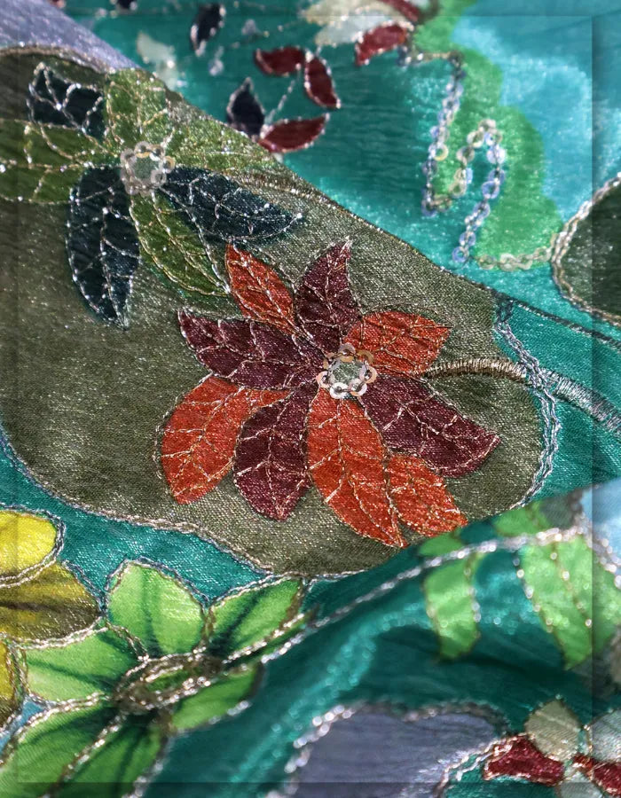 Floral Chinon Position Printed Fabric-14389