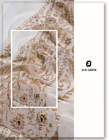 Bridal Paisley Floral Embroidered Georgette Lehenga Fabric - 14676
