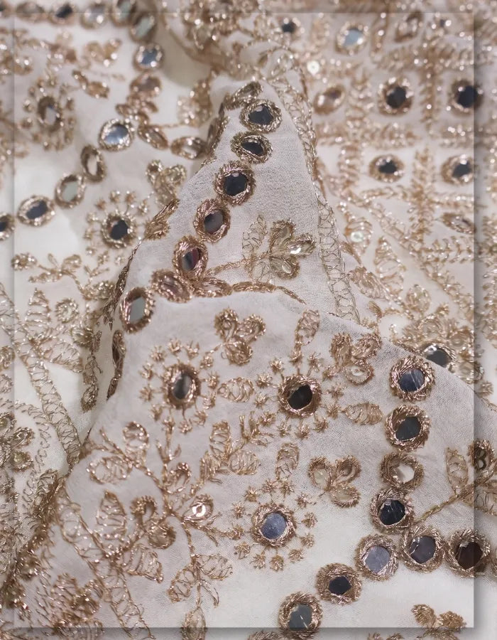 Designer Diamond Jaal Embroidered Georgette Lehenga Fabric - 14678