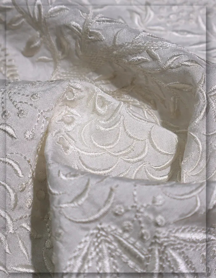 Embroidered Textured Floral Raw Silk Sherwani Fabric - 14710
