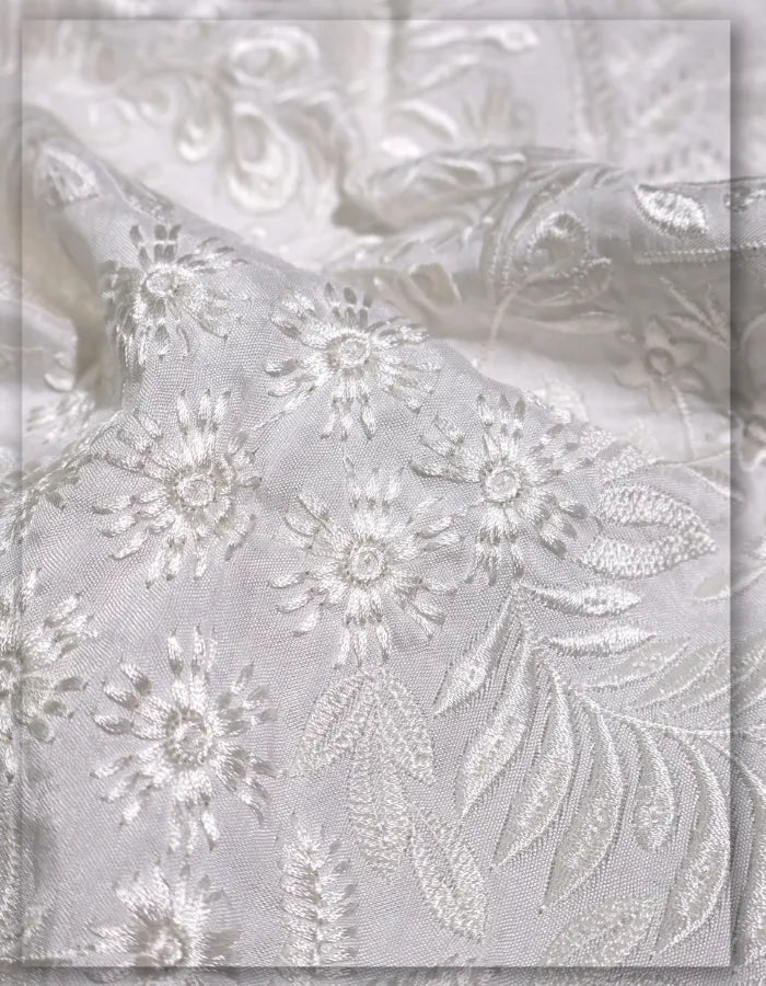 Embroidered Botanical Floral Raw Silk Sherwani Fabric - 14712