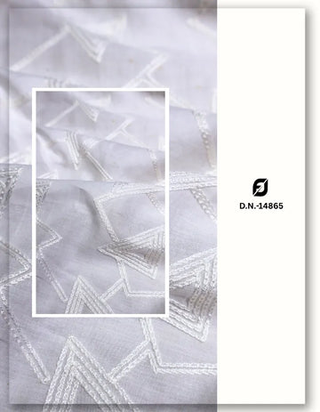 White Cambric Cotton Veil Lace Embroidery Fabric - 14865