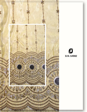 Tissue Lehenga Zari Mirror Scallop Work Fabric