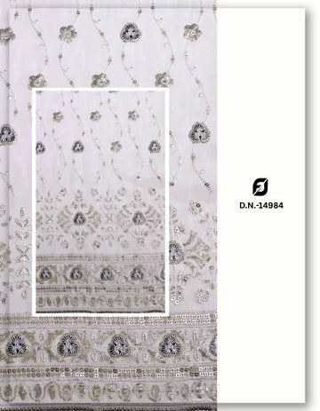 Ivory Georgette Lehenga Embroidery Fabric