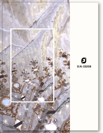 Gold Tissue Fabric with Beaded Mirror & Zari Embroidery