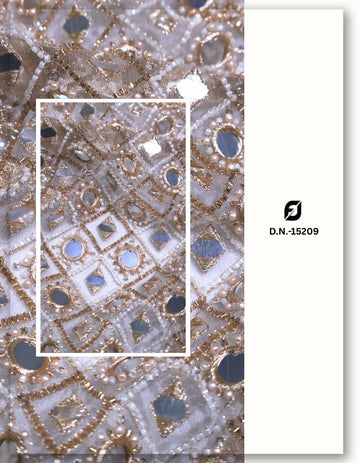 Designer Net Fabric with Beaded Mirror & Zari Embroidery