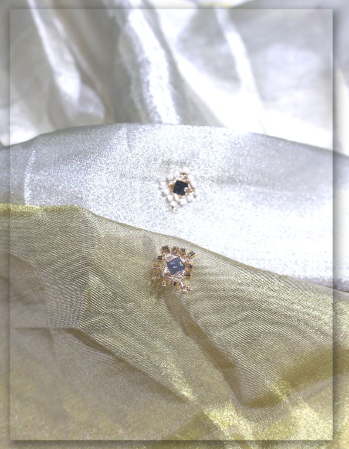 Banarasi Tissue Fabric with Beaded Mirror Work