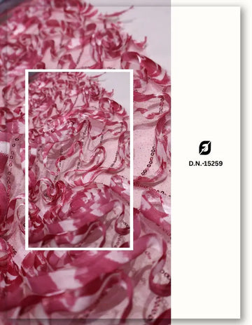 3D Ribbon Rosette Sequin Embroidery Net Fabric - 15259