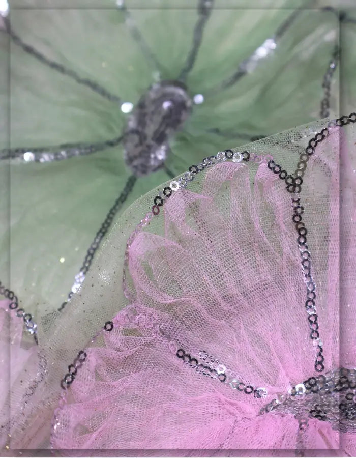 3D Organza Flower Sequin Embroidery Net Fabric - 15262