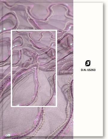 Abstract Beaded Sequin Embroidery Net Fabric - 15263