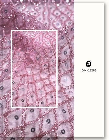 Glitter Diamond Trellis Sequin Embroidery Net Fabric -15266