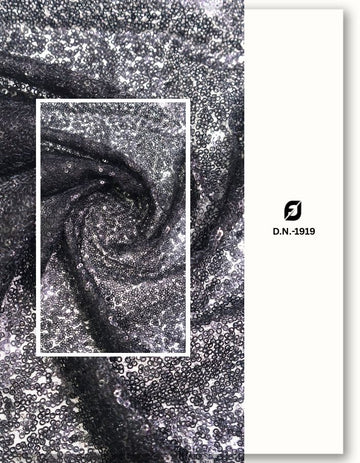 Black, Pink, Silver Mesh Net Sequins Fabric Material - 1919