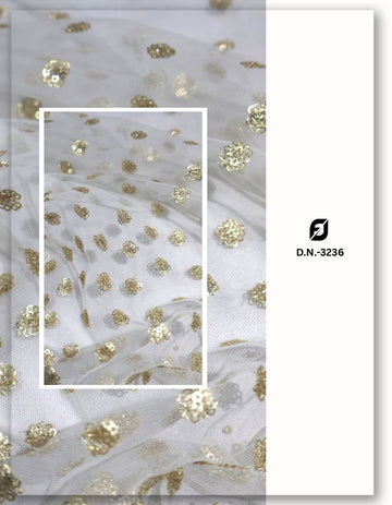 Dyeable Nylon Net Fabric with Manikchand Zari Embroidery Daman - 3236