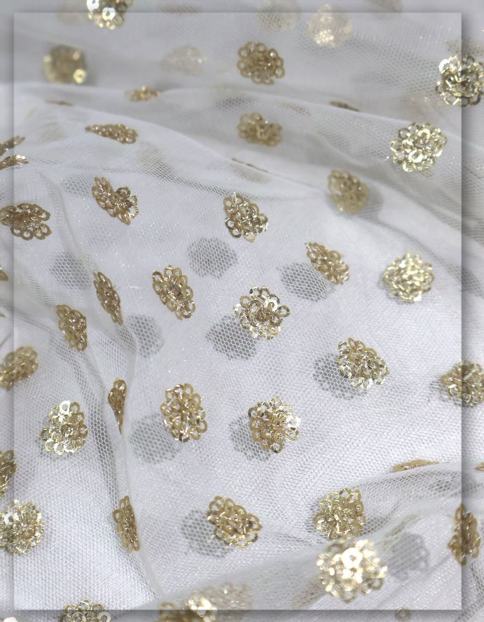 Dyeable Nylon Net Fabric with Manikchand Zari Embroidery Daman - 3236