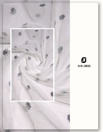 Premium Sequins Motif Embroidered Mesh Fabric -3833