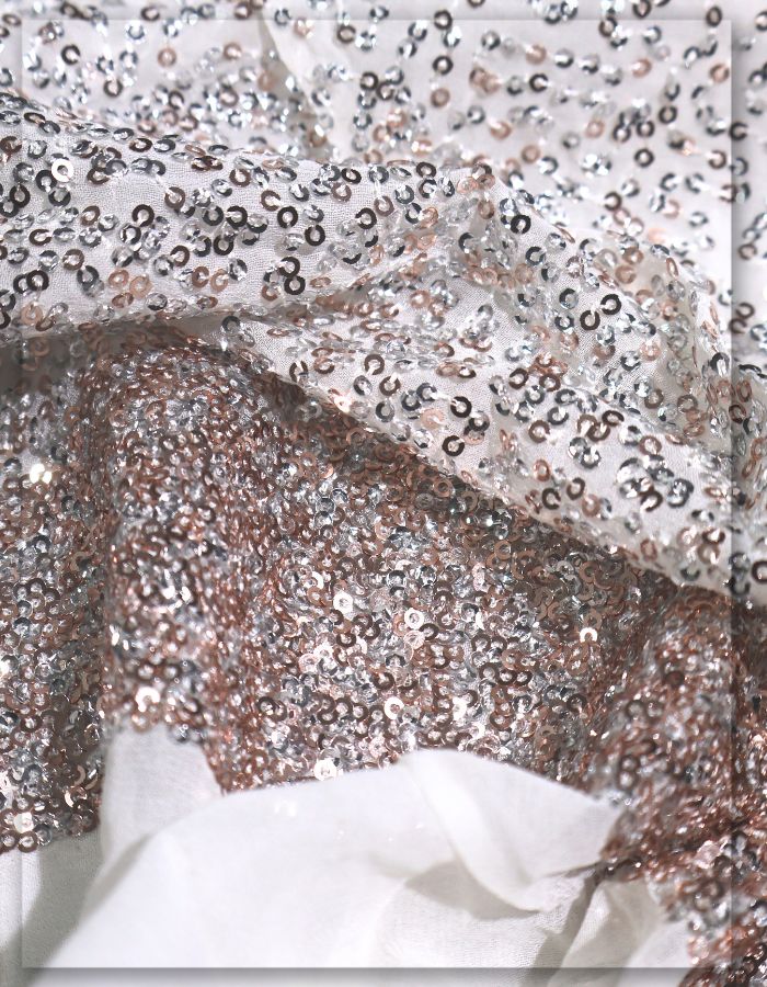 Shaded Sequins Border Heavy Embroidery Fabric -4378