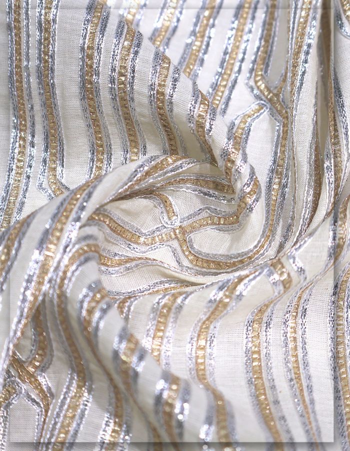 Dyeable Kora Cotton Fabric with Traditional Gota Patti Work - 6261