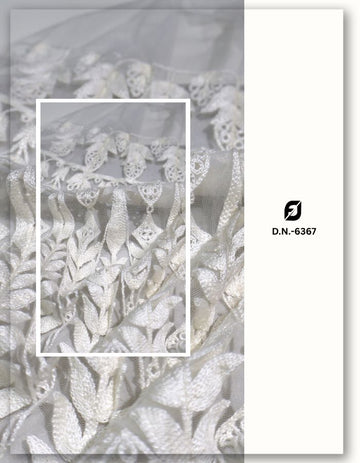 White Net Kali Embroidery Fabric 54 Inch Dyeable #6367