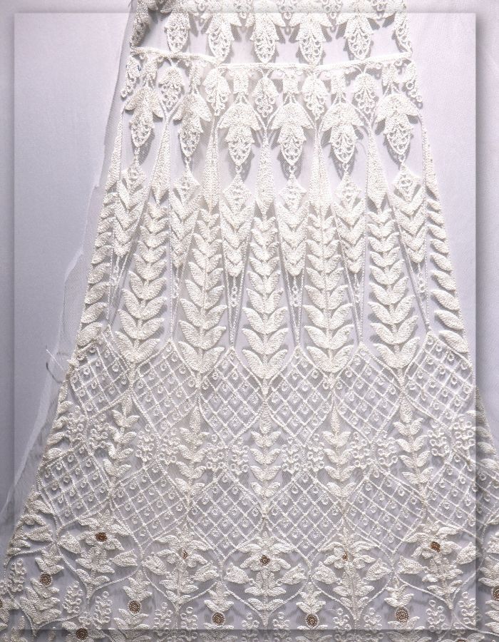 White Net Kali Embroidery Fabric 54 Inch Dyeable #6367