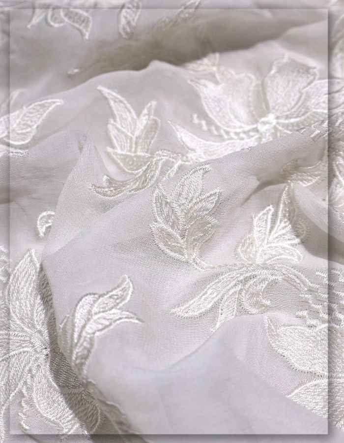 Designer Georgette Heavy Embroidered Fabric Lace - 6704