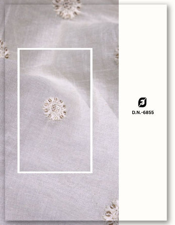Butti Kora Cotton Embroidery Fabric Wholesale for Kurti - 6855