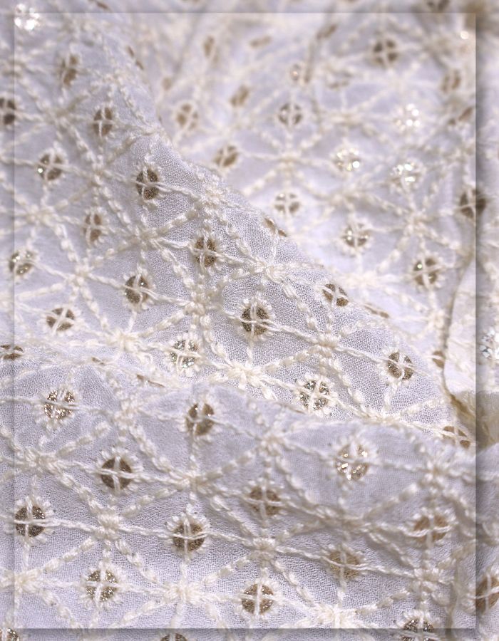 Designer Georgette Embroidery Fabric for Dresses Wholesale - 7488