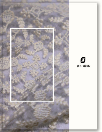 Ivory Georgette Embroidery Lace Fabric for Bridal Couture - 8035
